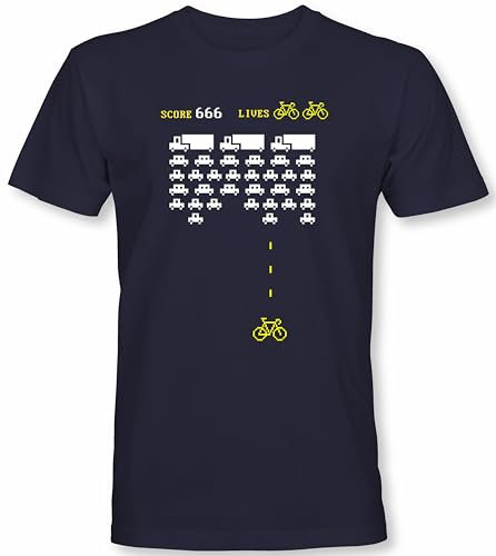 Fahrrad T-Shirt Herren : Bike Invaders - Shirts Herren - Mountainbike Rennrad MTB Fahrrad-Trikot - Geschenk für Fahrradfahrer (M)