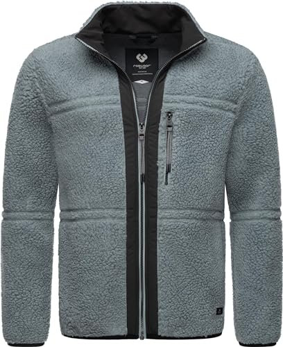 Ragwear Herren Fleecejacke Kurze Teddyfleece-Jacke warm mit hohem Kragen Noory Grey Gr. XXL