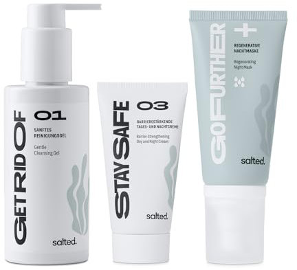 salted. Winter Recharge Pflegeset | Hautpflegeroutine mit Reinigungsgel, Feuchtigkeitscreme & Nachtmaske | Mehr Feuchtigkeit und eine gestärkte Hautbarriere | Normale, trockene & Mischhaut | Vegan