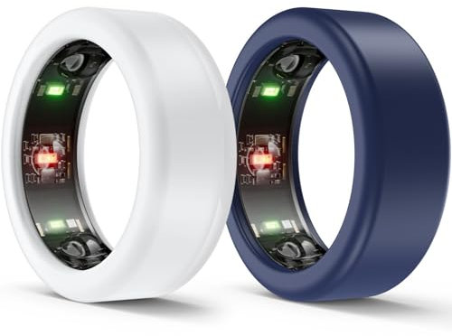 ottpluscase Luftschutz für Galaxy Ring/Oura Ring/Ultrahuman-Ring, Silikonhülle, kratzfest, für Galaxy Ring/Oura Ring Gen 3/Ultrahuman Ring/Ring Conn, transparent + blau (M für 11/12/13/14)