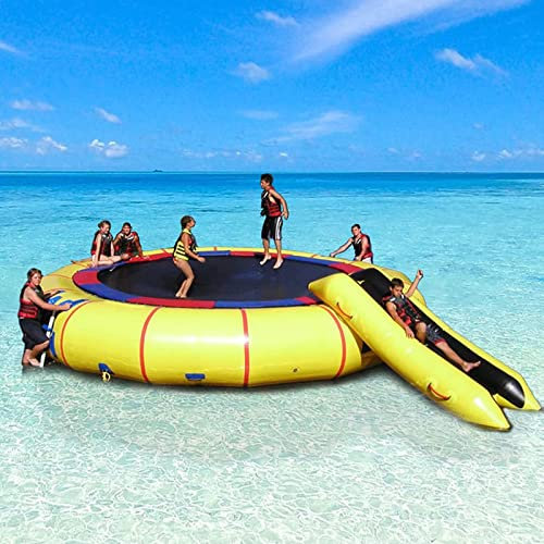 Wasserspielzeug, aufblasbares Wassertrampolin, rundes aufblasbares Wassertrampolin mit 4-Stufen-Leiter, aufblasbare PVC-Sprungspielplattform für Wassersport, 10 Fuß