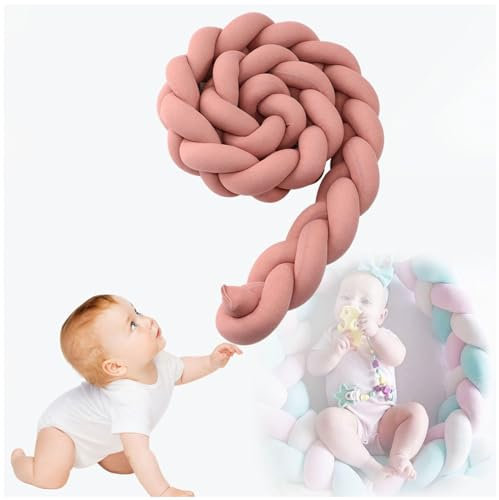 Geknotetes SeitenschläFerkissen FüR Antikollisionskopf Babybett Umrandungen Geflochten Ideal Zum Verschenken Und Dekorieren,E-100CM