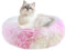 NAKIHOUSE Dog Bed Cat Bed, Round Plush Pet Bed, Soft, Warm & Washable Dog/Cat Cushion with Non-Slip Bottom for Indoor Puppy & Kitten, 50 cm, Mix Pink
