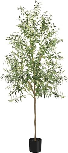 YOLEO Olivier artificiel - 210 cm - Plante artificielle - Grand olivier artificiel - Pour salon, chambre à coucher, bureau - Décoration (type 2)