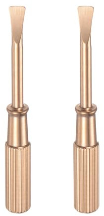 sourcing map 2pcs Mini Bracelet Screwdriver 4mm Titanium Steel Slotted Screw Driver with 6mm Width Non-Slip Handle for Bracelet Repair Screwdriver Tools, Rose Gold