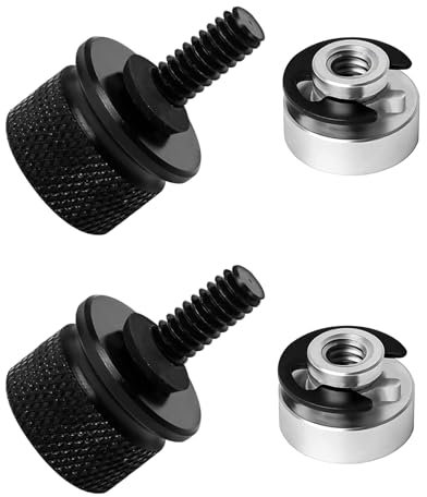 T TAKONE Accessori per moto for Harley Davidson - 2 set di viti per sedile in alluminio, con clip a C e vite zigrinata per un fissaggio sicuro del sedile della moto (nero)