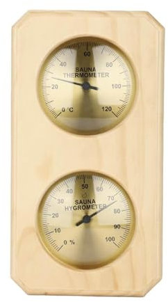 Analoge Wetterstation, Barometer, Wandhygrometer aus Metall und Holz, Saunahygrometer, keine Batterien erforderlich