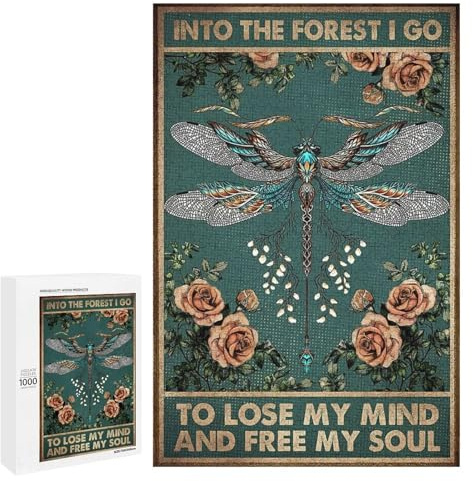 Jigsaw Puzzles for Adults Into The Forest I Go 1000 Pieces Wooden Jigsaw Puzzle for Adults and Kids Educational Puzzle Decorations Gift, Style-13