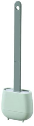 1 Set Flat Toilet Brush Flexible TPR Rubber Wall Long Handle Toilet Bowl Brush For Bathroom Dishwasher Brush Head (Mint Green, One Size)