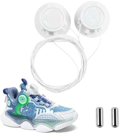 BDHYYM Automatische Drehverschluss Schnürsenkel,schnürsenkel boa verschluss,Schuhbänder ohne Binden Schwarz für Sportschuhe, Arbeitsschuhe (Weiß - Kinderstil)