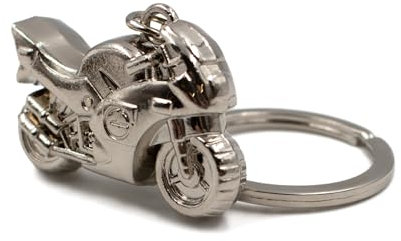 VmG-Store Schlüsselanhänger Motorrad Auto Metall Anhänger für Motorradfahrer Mini mit Schlüsselring Schlüsselkette für Schlüsselbund Biker Geschenk S015 (Silber Chrom)
