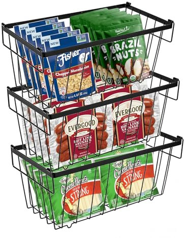 Juego De 3 Organizador Para Congelador, Metal Organizadores Arcon Congelador Apilable Organizador Nevera Con Asas Y Fondo Antideslizante Apto Para FrigoríFico Mueble Cocina 37,3 x 17,6 x 15,2 cm