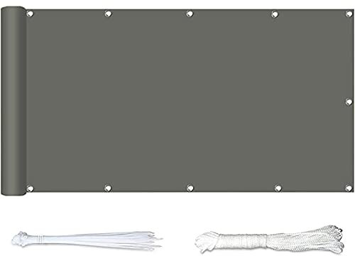 Brise-vue pour balcon résistant aux intempéries avec œillets et attaches de câble en nylon - 0,8 x 3,5 m - Gris foncé