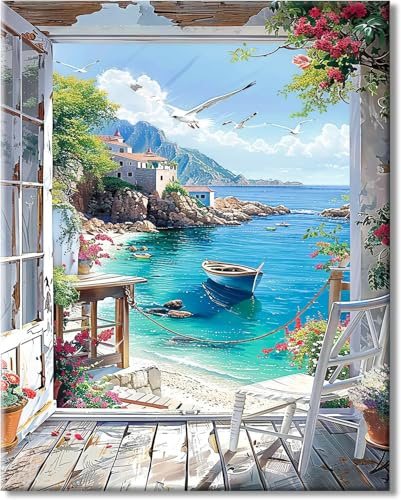 LZLHDE Malen nach Zahlen Erwachsene, Paint by Numbers Adult, Landschaftsmalerei DIY Handgemalt Ölgemälde Mit 3 - Pinseln und Acrylfarbe knitterfreie leinwand Kit - 40 X 50 CM