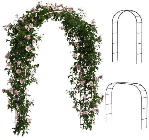 Arche de jardin en métal noir pour plantes grimpantes - Grande décoration d'extérieur pour fête d'anniversaire - 3,5 m x 2,3 m