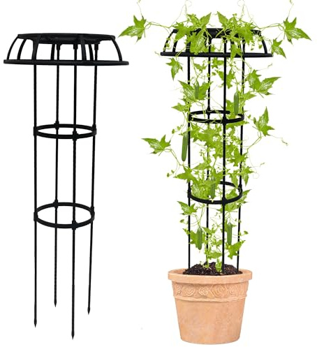 Quibbay Rankgitter für Kletterpflanzen, 2 Stück, 104 cm, Pilz-Top-Spalier für Kletterpflanzen, rostfreies Metall, Pflanzenblumen-Rankgitter für Weinrebe, Rosenblüten, Tomaten, Unterstützung für den