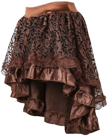 Bastwahl Halloween Kostüm Steampunk Damen Rock Kurz Spitze - Sexy Gothic Punk Unregelmäßig Gerüscht Minirock Goth Party Kleidung Kurzer Gothic-Punk-Stil A-Linien Mini Skirt Piratin Cosplay Kostüm