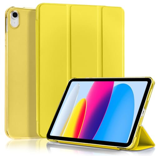 4UBonLife Custodia Per iPad 11ª Generazione A16 11 Pollici 2025, iPad 10ª Generazione10,9 Pollici 2022, Cover Protettiva Sottile e Leggera con Retro Rigido Traslucido Guscio Cover, Giallo