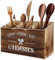 Porta Utensilios De Cocina, 3 Compartimentos De Madera Soporte Utensilios Cocina, Tenedor Y Cuchara De ClasificacióN Cesta De Almacenamiento Para La Cocina, Mostrador, Casa De Campo