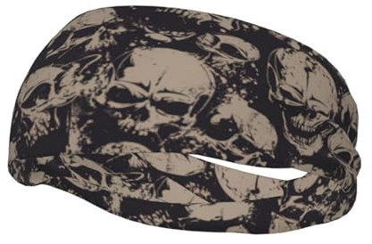 Cooles Retro-Schweißband mit Totenkopf-Grafikdruck, Stirnbänder für Damen und Herren zum Laufen, Yoga, Basketball, Fitnessstudio