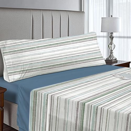 IN NICE Juego de Sabanas 3 Piezas 105x200 - Poliéster Microfibra - Sábana Bajera, Sábana Plana y 1 Funda de Almohada(Cama 105, CANDAS Azul)