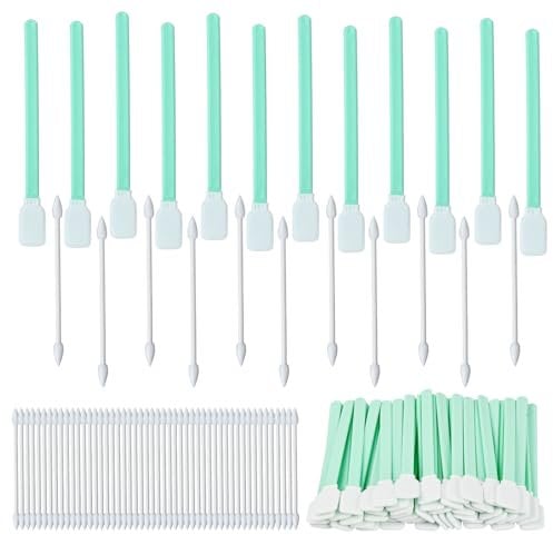 Lunaanda Reinigungsstäbchen Set, 50 Stück Quadratische und 50 Stück Spitze Reinigungstupfer Staubfreie Schaumstoff Wattestäbchen für Drucker, Kamera, Tastatur, Telefon, Optische Linsen und Geräte