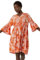 Roman Originals Smock Dress for Women UK Ladies Cotton Summer Embroidered Frilled Tiered Casual Beach Cruise Holiday Cocktail Party 3/4 Sleeve Pull On Gathered Skirt - Orange Patchwork - Size 16