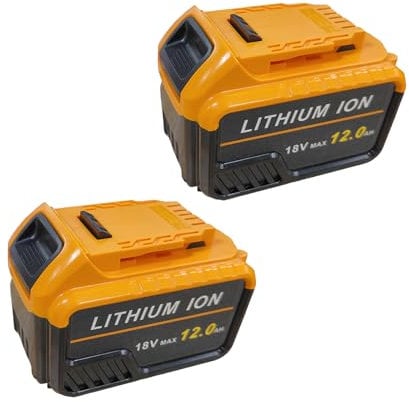 2Pack Battery for Dewalt XR 12000mAh Replacement DCB184 DCB200 DCB180 DCB182 DCB101 DCB107 DCB112 DCB105 DCB115 DCB203 Applicable to Cordless Power Tools Batteries 12.0Ah with LED Indicator 