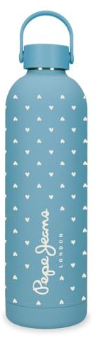 Pepe Jeans Abbey Botella de Acero Inoxidable Azul 7x26,5x7 cms Acero Inoxidable by Joumma Bags