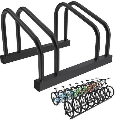 HENGMEI Fahrradständer Für 2 Fahrräder Stahl Mehrfachständer Radabstand für 30-65mm Reifenbreite Bügelparker Fahrradparker Boden Wand Montage Fahrradhalter, Schwarz