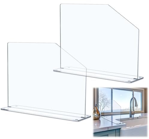 Vesici Spritzschutz für Spüle, 48,3 cm Länge, 35,6 cm Höhe, 11,4 cm Sockel | Freistehende Acrylplatten mit Cutaway, Wasserspritzer für die Küche, schützt die Theken von Krankenhäusern
