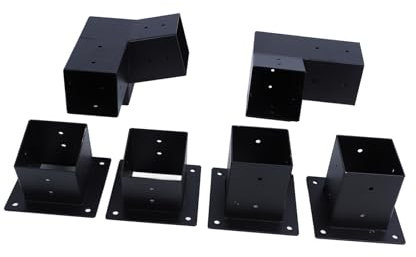 Ejoyous Pergola -Halterung Set, 15 Grad 3 Schräge Dach Pergola Montage Bracket Kit Pergola Post -Basis -Halterung für 4x4 -Zoll -Holzpfosten mit Vorgebohrten Löchern