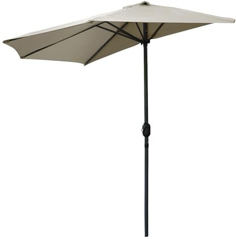 Spetebo Sonnenschirm 270 cm mit Kurbel halbrund - taupe - Halbschirm mit 5 Rippen wasserabweisend - Wandschirm Balkonschirm Terrassenschirm Sonnenschutz Schirm raumsparend