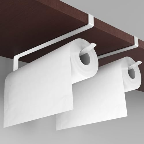 Küchenrollenhalter Ohne Bohren Rollenhalter küchen Organizer Metall Küchenrollenhalter Unterschrank Papier für Küche Bad Hängen Papierhandtuchhalter Kleiderbügel Weiß