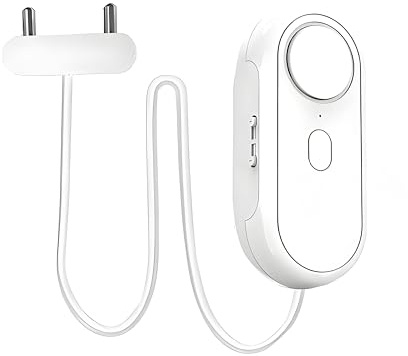 Lancoon Wasseralarm mit 1.1m Sonde 65-120dB Einstellbar Edelstahlsensor Akkuwarnung für Keller Bad Waschküche