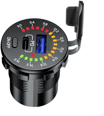 LED Display Dual USB Charger Socket 45W with Power Switch for Automotive Applications (PD)