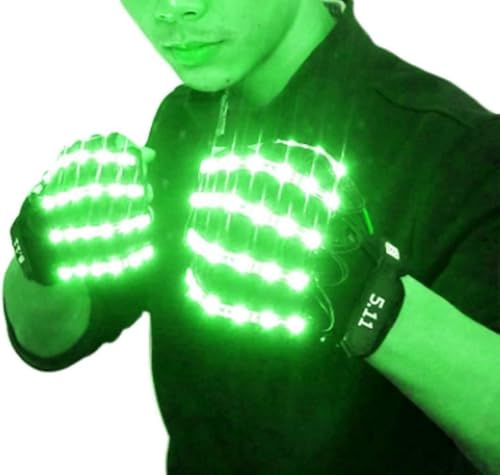 YUANYUYING LED-Blitzhandschuhe – Leuchtende Handschuhe für Partys, Halloween & Events | Leuchtend, Blinkend | Einfacher Batteriebetrieb