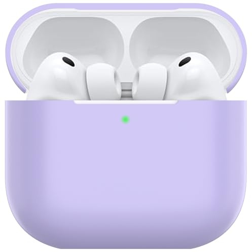 Nemteur Hülle für AirPods Pro 3, Thin Schützende Silikon Case für Air Pods Pro 3 2025 (USB-C) Skin Front LED Sichtbar Silicone Cover, Lavendel