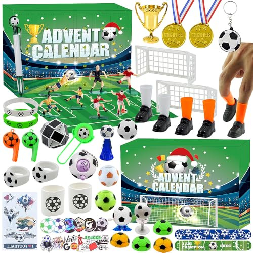 Weihnachten Fußball Adventskalender 2025, Adventskalender für Kinder Jungen 24 Tage Überraschung Fußball Geschenk Set Fußball Thema