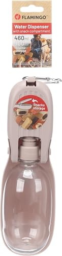 Flamingo TRAGBARER WASSERSPENDER MIT SNACKBEHÄLTER TAKOR Taupe 460ML+100ML