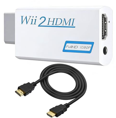 Wii to HDMI Adapter, Wii2HDMI Converter with 1.5m Cable for Nintendo Wii, 1080P/720P HD Output with 3.5mm Audio Jack, Supports All Wii Display Modes, Plug and Play for Wii Mini & Console to Smart TV