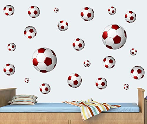 Footballs - Pack of 20 - Red - Wall Art Vinyl Stickers