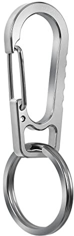 PPFISH Titan-Karabiner-Schlüsselanhänger, EDC Schnellverschlusshaken mit Titan-Schlüsselanhänger-Set für Männer und Frauen (grau)