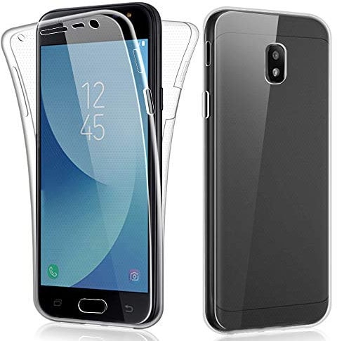 SDTEK Case Compatible with Samsung Galaxy J3 (2017), Full Body Protection 360 Gel Phone Cover Clear Transparent Soft Silicone