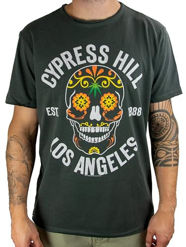 Amplified Cypress Hill Floral Skull Unisex T-Shirt, Charcoal, XL