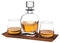 Godinger Whiskey Decanter and Whiskey Glasses Bar Set on Elegant Wooden Display Tray