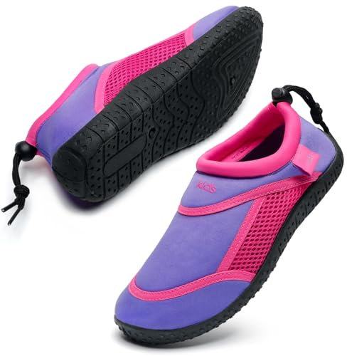 HKR Mädchen Wasserschuhe Leicht Aquaschuhe Strandschuhe Schwimmschuhe Kinder Lilac/Pink 37 EU