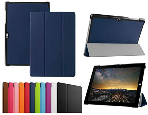 Zrengp for Microsoft Surface 3 1645 1657 10.8 inch Tablet PC Smart Cover, Ultra Slim Folio Stand with Sleep/Wake Up Function Leather Case for Surface3 10.8 (1-Dark Blue)