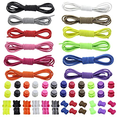 Qiundar Elastische Schnürsenkel mit Schnellverschluss, 12 Paare Schuhbänder Ohne Schnüren Schnellschnürsystem Kinder für Sport, Jugend & ältere Menschen(12 Farben)