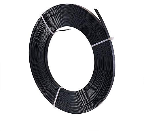 Cheriswelry Flacher Aluminiumdraht, 5 mm, 10 m, weicher Metalldraht für Schmuckherstellung, Modellierung, Lünette, Edelsteinumwicklung (schwarz)